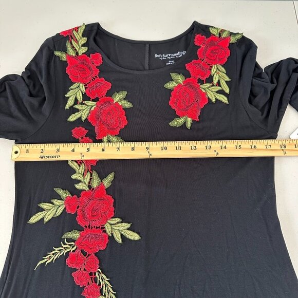Soft Surroundings Rosarita Applique Dress Black Floral Whimsigoth Small - Picture 10 of 13